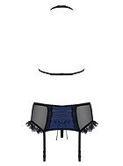 Marinblått underklädesset med små volanger, 3 delar
